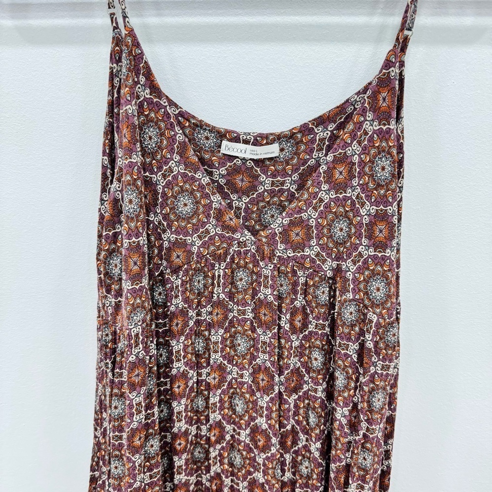 BE COOL CREAM BOHO MAXI STRAP medallion print dress coverup Sz Large sexy